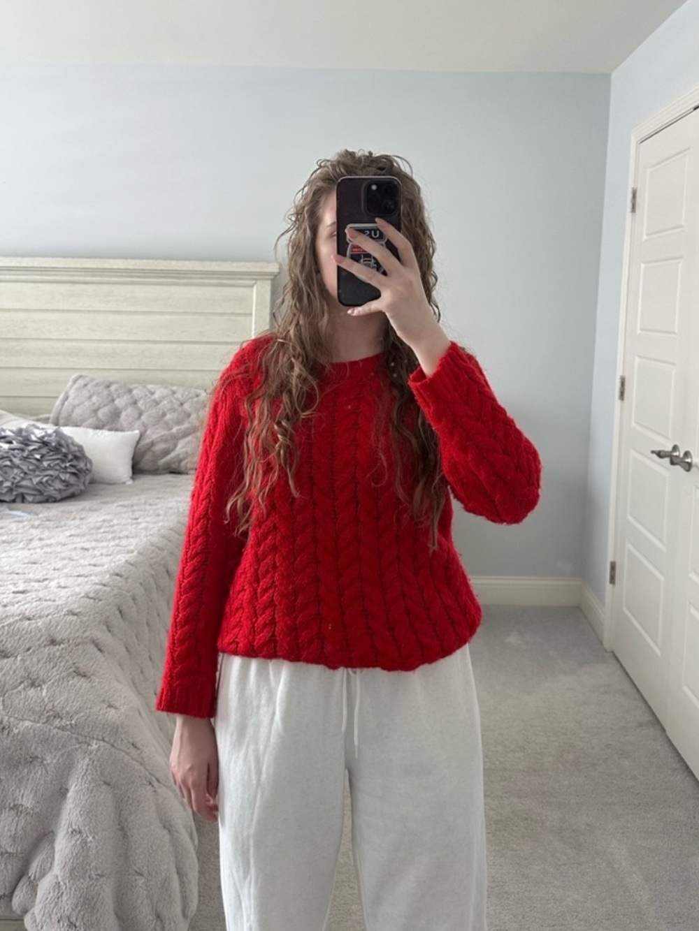 Joe Fresh Cozy Cable Knit Crewneck Sweater - Red Size S